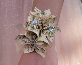 Custom Paper Flower Wrist Wrapped Corsage- handmade accessory for prom, homecoming, formal, bride, bridesmaids, mother of the bride