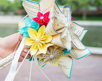 Brides Book Bouquet- Custom & Made to order, Book Art, one of a kind origami, handmade keepsake, Bridal Flowers, Paper Anniversary Gift