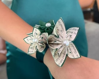 Custom Paper Flower Wrist Corsage- handmade accessory for prom, graduation keepsake, bride, bridesmaids, mother of the bride, paper flower