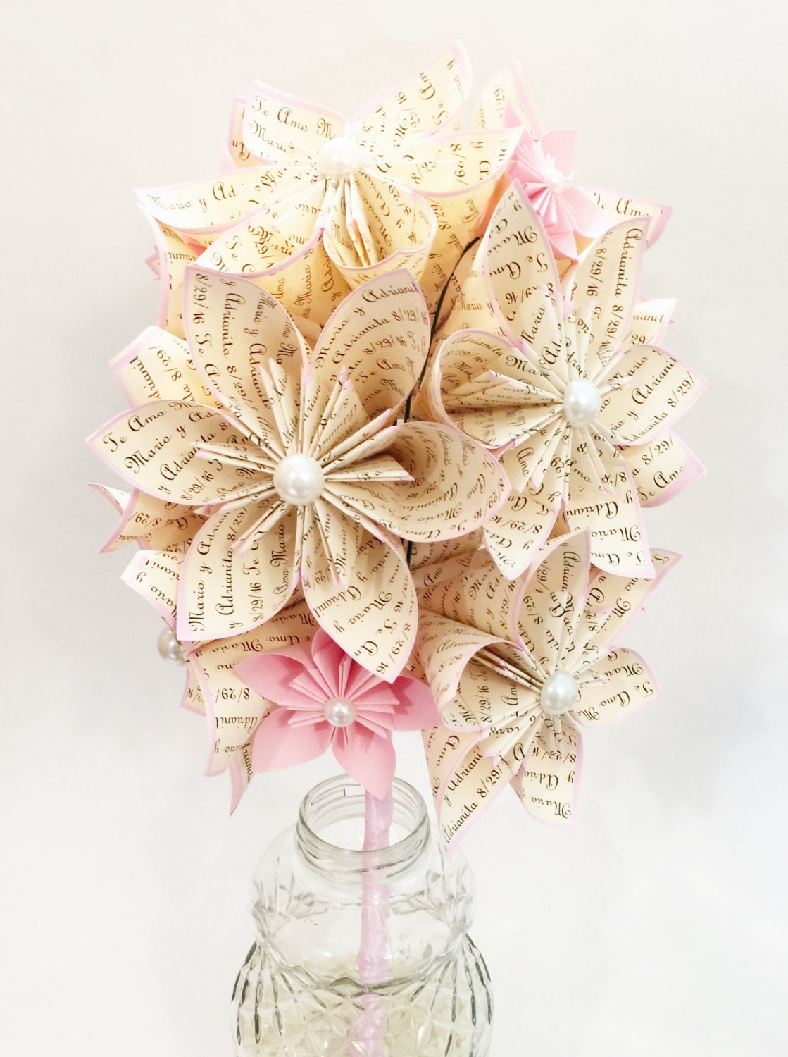 Custom Bridal Bouquet in Origami Paper Flowers Made to Order