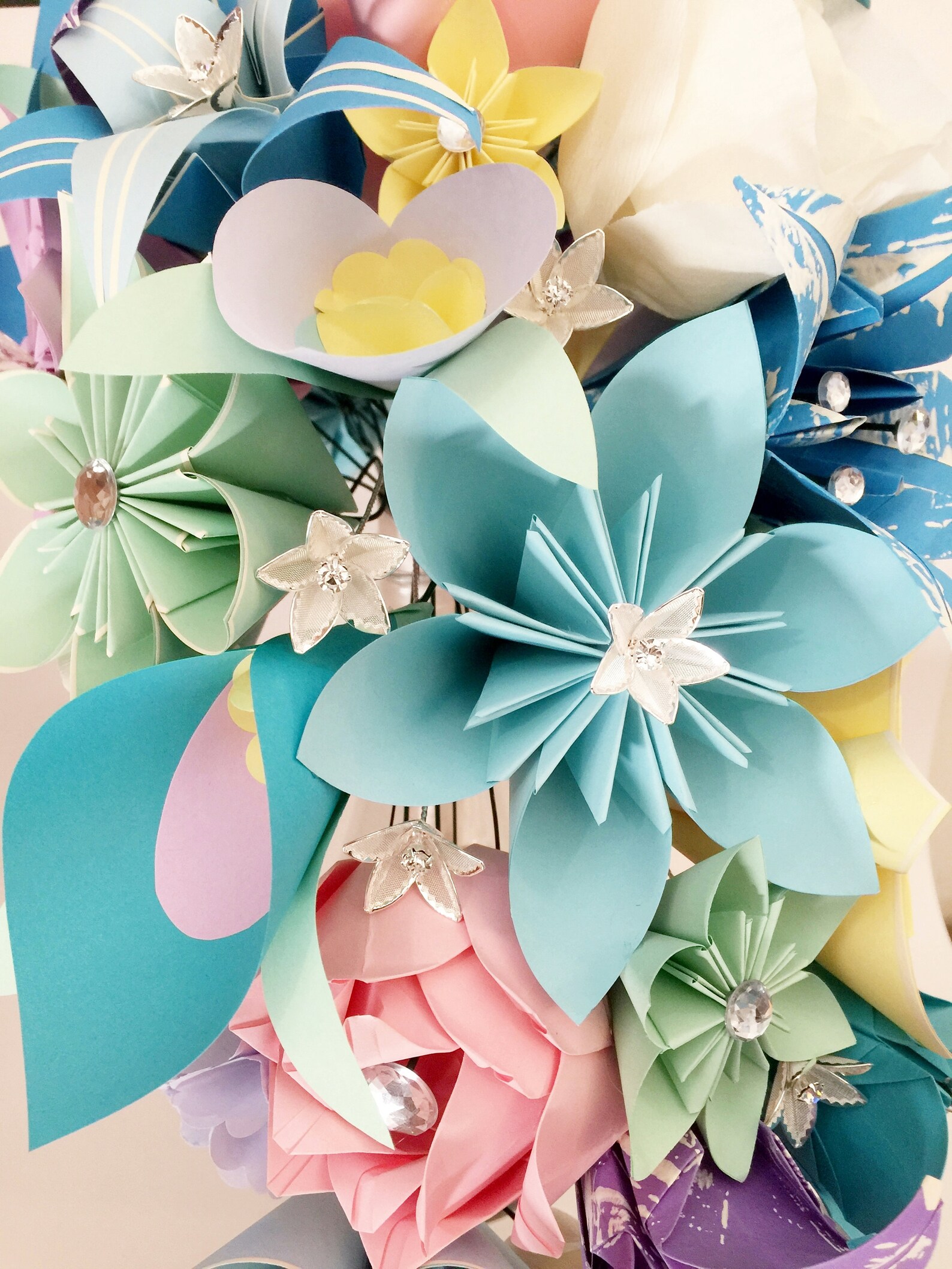 Paper Flowers Cascade Brides Bouquet Your Choice of Paper &amp; - Etsy
