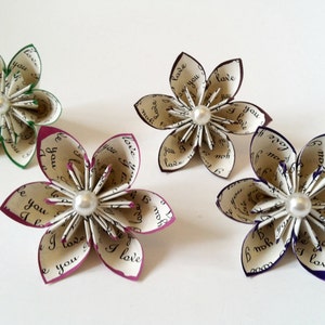 I Love You Paper Flowers- Set of 10, Handmade, Wedding Favor, Origami ...