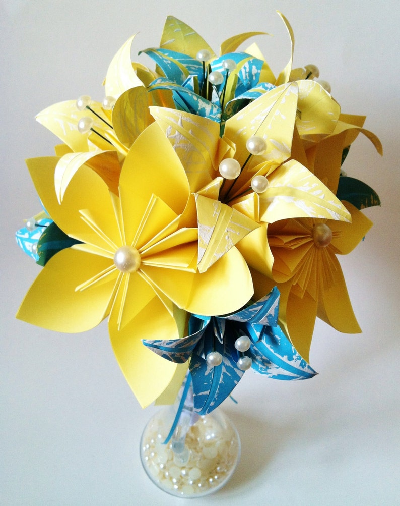 Paper Flower Brides Bouquet Handmade Paper Flowers Paper Etsy