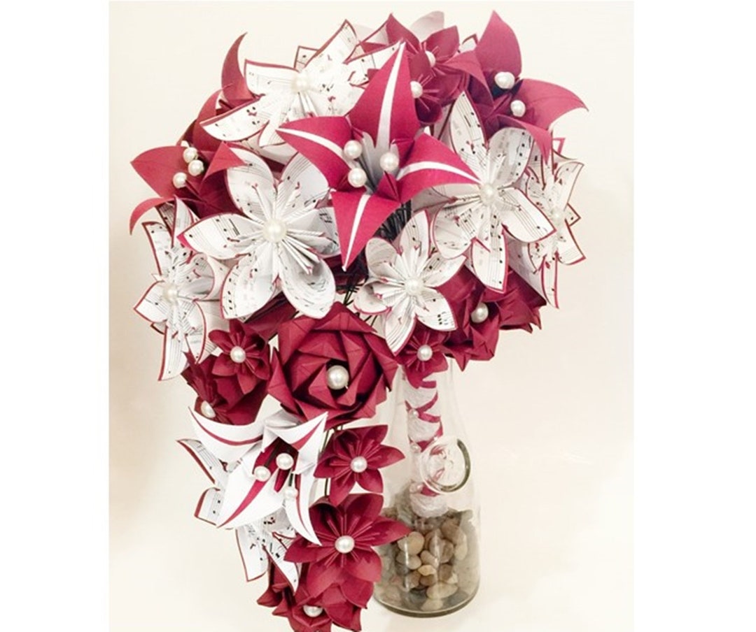 Cascading Paper Flower Bouquet- Custom Bridal Bouquet, Your Choice of ...