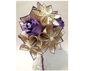 ON SALE Paper Flowers & Roses Love Dozen- Vase Included, one of a kind First Anniversary gift, Paper Flowers Bouquet, Love Flowers Origami