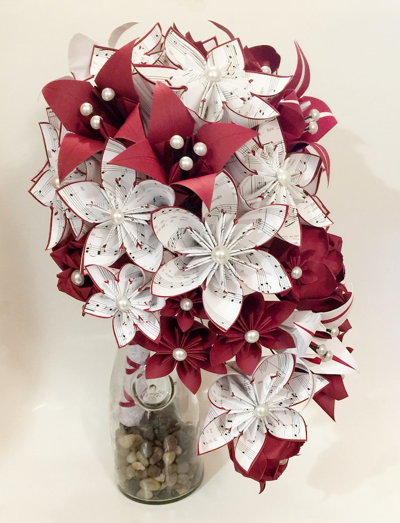 Cascading Paper Flower Bouquet Custom Bridal Bouquet Your - Etsy