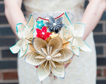 Your choice of Book Flowers Wedding Package-Custom & Made to order, one of a kind origami, bride, groom, bridesmaid, groomsmen, handmade