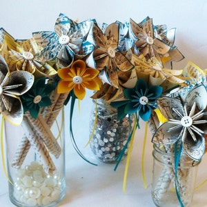 Petit Paper Bouquet Wedding Centerpieces Set of 10, handmade, made to order, Roald Dahl, origami image 4