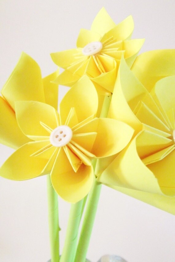 Items similar to Yellow Paper Flower Assortment- bouquet, origami ...