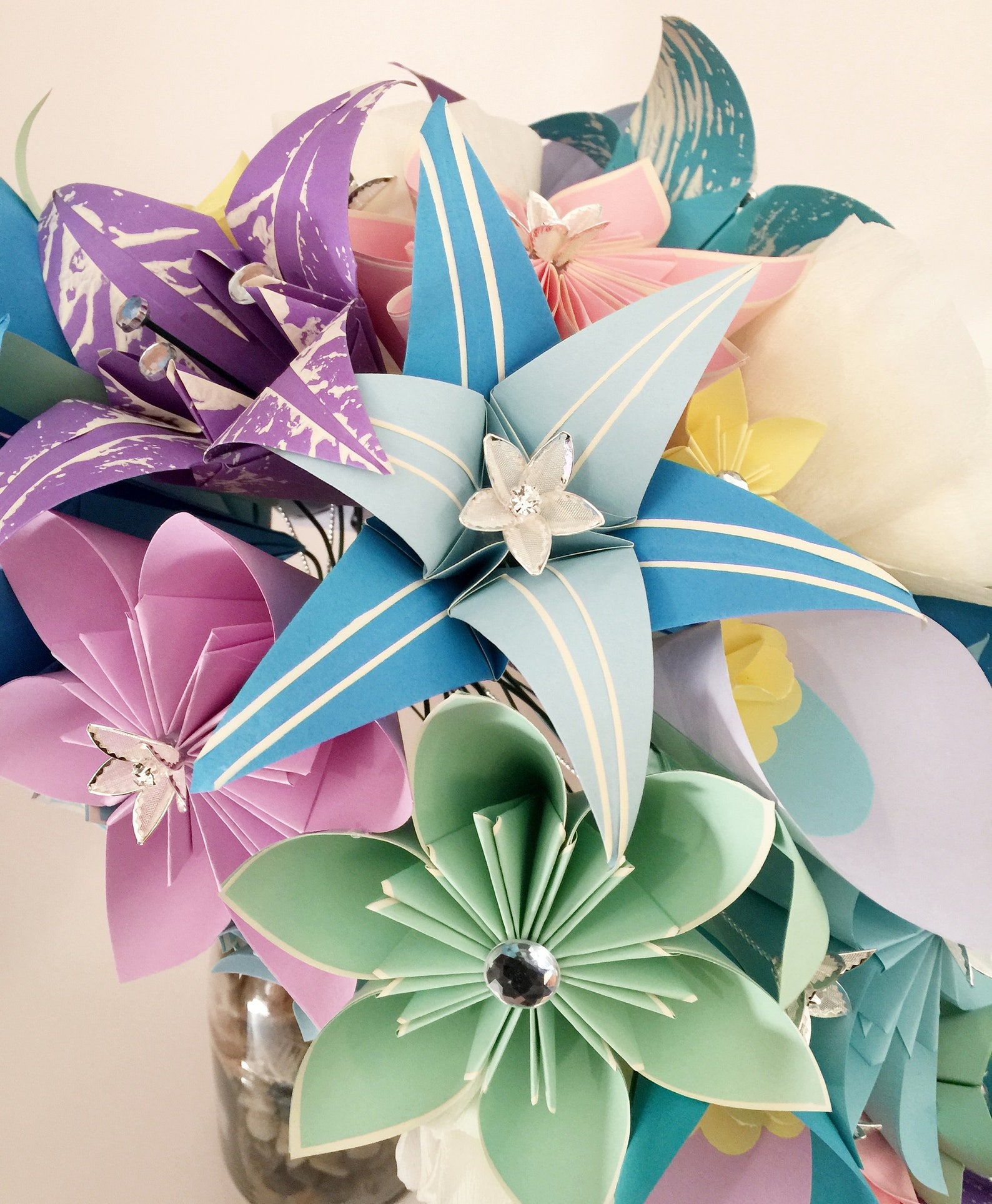 Paper Flowers Cascade Brides Bouquet Your Choice of Paper &amp; - Etsy