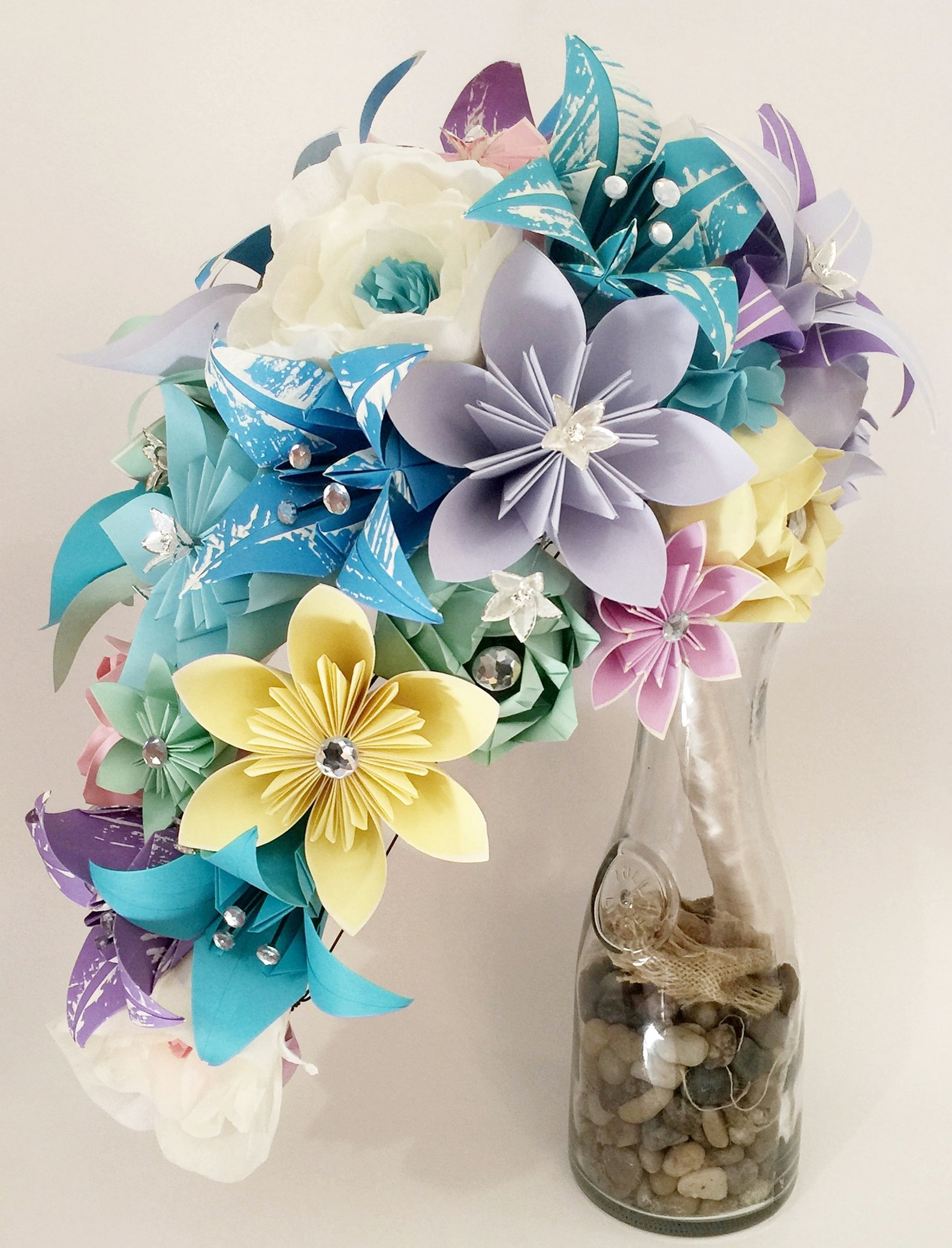 Paper Flowers Cascade Brides Bouquet Your Choice of Paper &amp; - Etsy