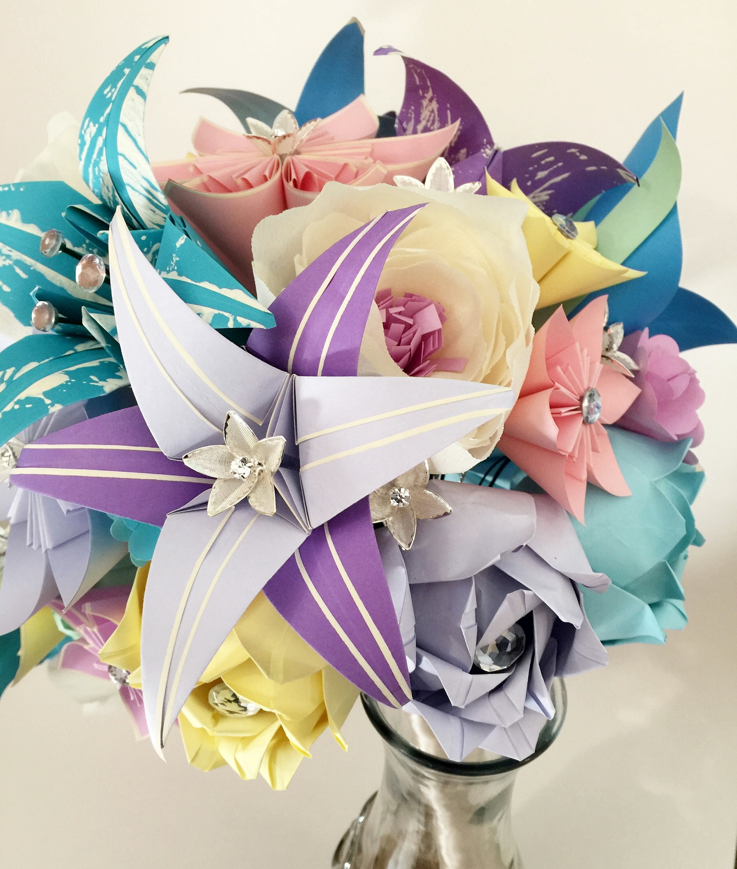 Paper Flowers Cascade Brides Bouquet Your Choice of Paper &amp; | Etsy
