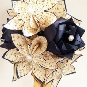 Paper Flowers & Roses Love Dozen First Anniversary gift, wedding bouquet,made to order,one of a kind origami, perfect for her, bouquet,love image 3