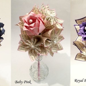 ON SALE Paper Flowers & Roses Love Dozen Vase Included, one of a kind First Anniversary gift, Paper Flowers Bouquet, Love Flowers Origami 画像 4