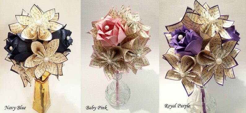 ON SALE Paper Flowers & Roses Love Dozen Vase Included, one of a kind First Anniversary gift, Paper Flowers Bouquet, Love Flowers Origami image 4