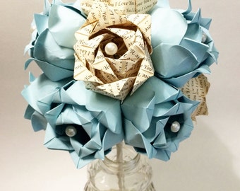 Dozen Paper Roses- perfect for her, one of a kind origami, paper flower bouquet, anniversary gift