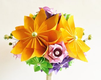 Wedding Bouquet of Sunflowers & Roses Paper Bouquet- origami, bouquet recreation, bride, bridesmaid, first anniversary