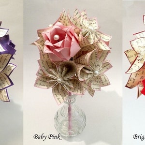 Paper Flowers & Roses Love Dozen First Anniversary gift, wedding bouquet,made to order,one of a kind origami, perfect for her, bouquet,love image 5