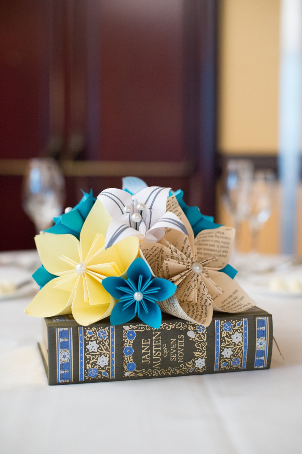 Paper Flowers Wedding Centerpiece- Your choice of Book