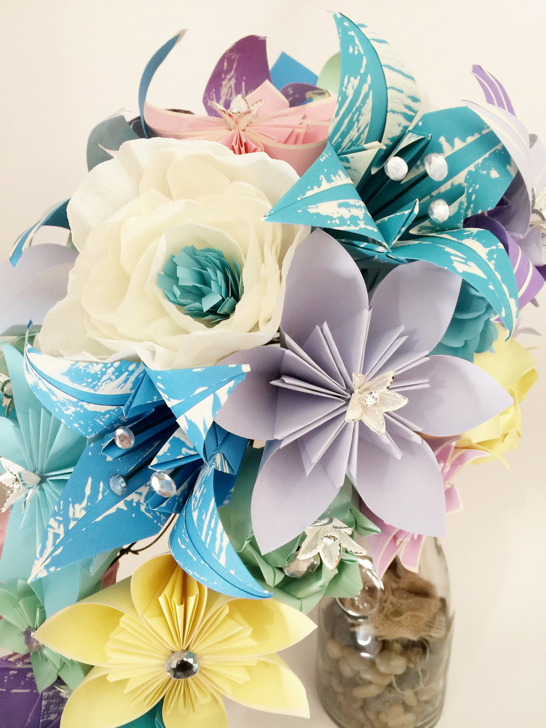 Paper Flowers Cascade Brides Bouquet Your Choice of Paper &amp; | Etsy