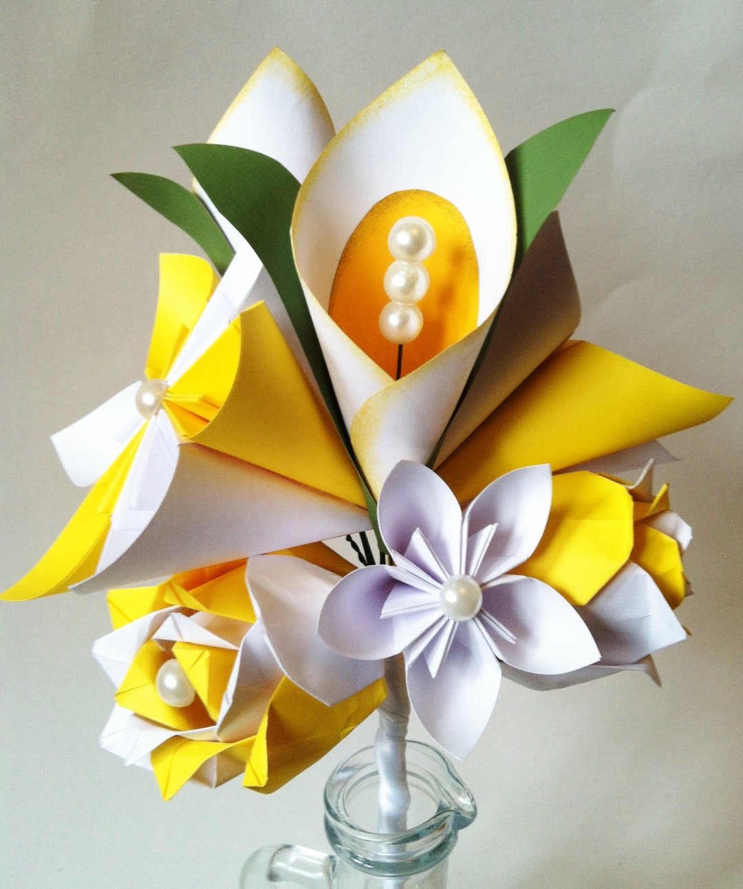 Calla Lily Paper Flower Bouquet Spring Wedding, First Anniversary Gift