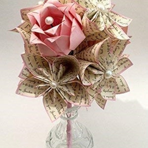 ON SALE Paper Flowers & Roses Love Dozen Vase Included, one of a kind First Anniversary gift, Paper Flowers Bouquet, Love Flowers Origami 画像 6