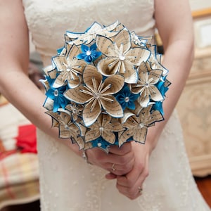 Wedding bouquet of paper flowers- handmade, bridal bouquet, one of a kind, offbeat bride, alternative bouquet