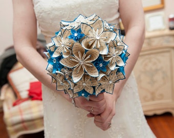 Wedding bouquet of paper flowers- handmade, bridal bouquet, one of a kind, offbeat bride, alternative bouquet
