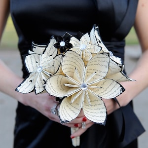 Customized Bridal Bouquet- 12 inch, 20 flowers, made to order, wedding keepsake, custom paper flowers, one of a kind origami, book art