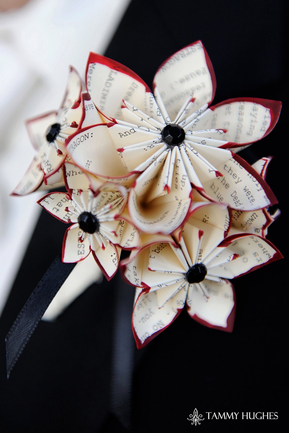 Paper Flower Grooms Boutonniere 5 Flowers wedding accessory Etsy