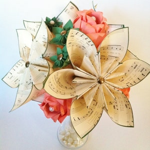 Wedding Music & Roses Bouquet Paper Flowers, One of a kind, Perfect for her, origami, paper rose, first anniversary gift, image 5