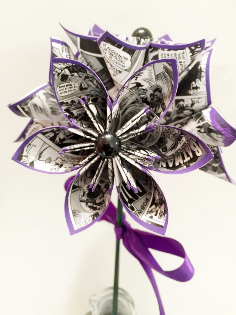 5 Comic Book Paper Flowers Ready to Ship One of a Kind Etsy