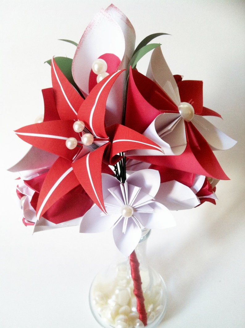 Fire Lily Paper Bouquet One of a kind origami calla lily Etsy