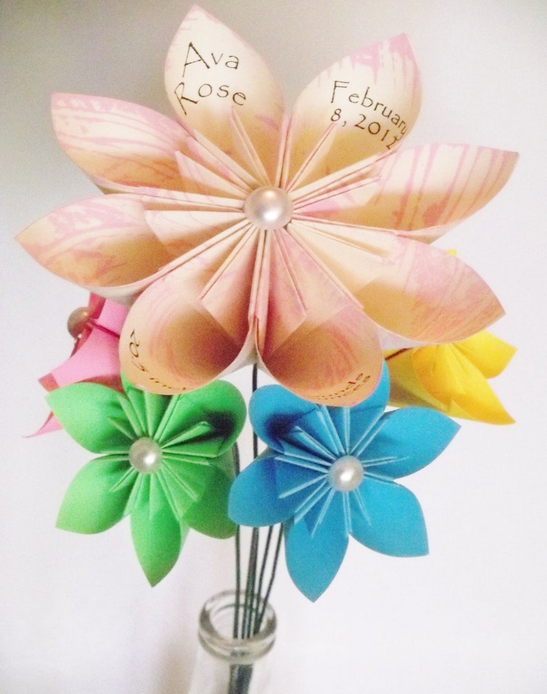 Baby Announcement Paper Flower Bouquet Gift Centerpiece Its Etsy