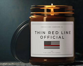 Świeca sojowa Thin Red Line Official, 9 uncji czystego spalania, prezent dla strażaka, odlewana ręcznie, długotrwały zapach