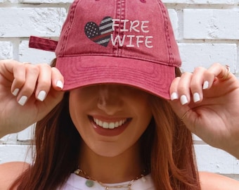 Sombrero vintage Otto Thin Red Line, ropa para esposas de bomberos, sombrero para esposas de bomberos, apoyo para bomberos