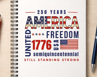 America 1776 Patriotic Freedom Spiral Notebook | USA Flag 250 Semiquincentennial