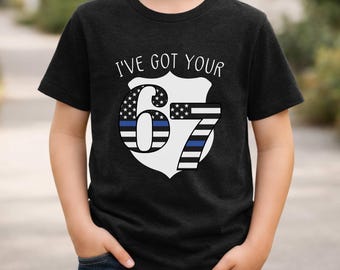 Camiseta juvenil de apoyo a Six Seven Police Kid / Camiseta infantil Thin Blue Line