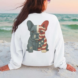 Patriotic Dog Sweatshirt, Unisex Crewneck, American Flag Sweatshirt, Dog Lover Gift, 4th of July Apparel, Cozy Animal Sweatshirt