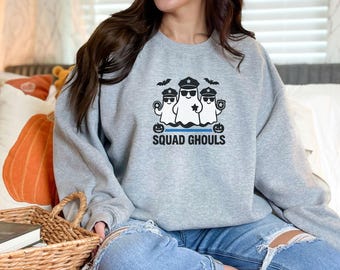 Zabawna bluza z nadrukiem "Squad Ghouls", bluza z nadrukiem "Squad Ghouls", upiorna bluza, bluza z kapturem na Halloween, odzież z motywem duchów, prezent na jesień