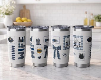 Vaso térmico Police Wife Plaid Police Icons / Taza de café de acero inoxidable de 20 oz