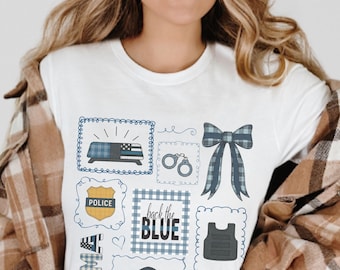 Comfort Colors Police Mom T-Shirt: Thin Blue Line Law Enforcement Support Tee