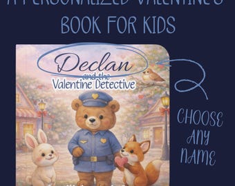 Libro de cartón personalizado de Detective de San Valentín / Cuento infantil de San Valentín