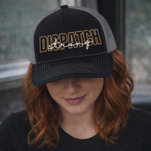 Dispatch strong script trucker cap | Embroidered mesh snapback