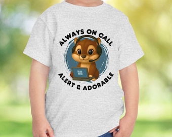 Chipmunk 911 Dispatcher Toddler Short Sleeve Tee - Cute Alert and Always On Call Shirt, Kids Emergency Dispatcher Gift, Funny Police Tee for