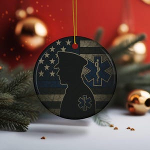 EMT Silhouette Christmas Ornament, EMS Ornament, Paramedic Christmas, First Responder, paramedic gift for Christmas