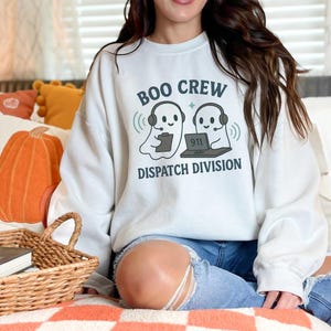 Ghost Dispatcher Crewneck Sweatshirt, Halloween Boo Crew Shirt, Ghost Headset Sweatshirt, Spooky Sweatshirt, Halloween Sweatshirt, Unisex