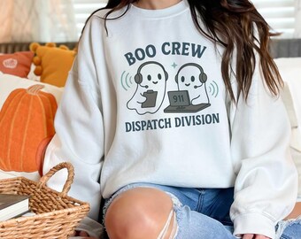 Ghost Dispatcher Crewneck Sweatshirt, Halloween Boo Crew Shirt, Ghost Headset Sweatshirt, Spooky Sweatshirt, Halloween Sweatshirt, Unisex