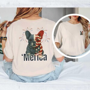 愛国的なブルドッグTシャツ、アメリカ国旗Tシャツ、独立記念日の衣装、アメリカンブルドッグギフト、犬好きのシャツ、愛国的なTシャツ