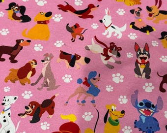 1/2 yd Dooney Dogs Pink Puppies Fabric Cotton Spandex Knit RARE 1/2 yard OOP HTF